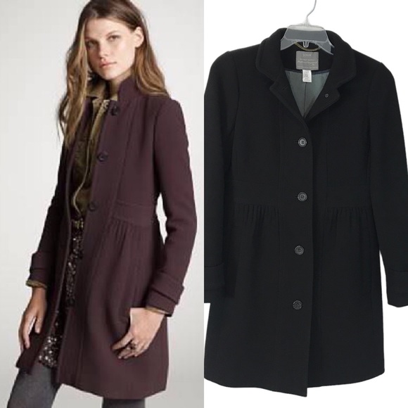 J. Crew Coletta Double Cloth Wool Pea Coat Black